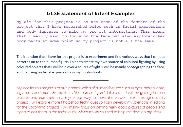 statement of intent art example